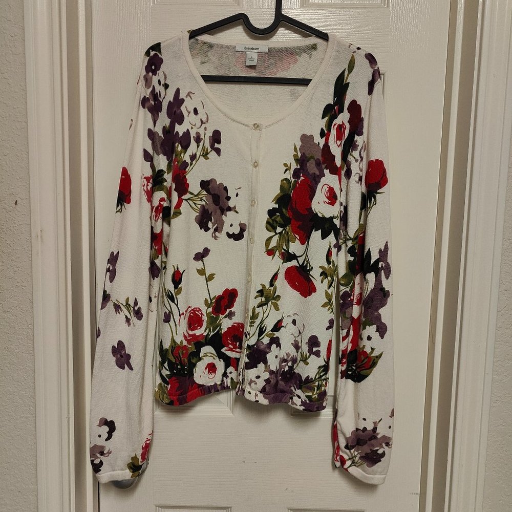 Dressbarn Cotton Women Sweater Floral Design Size L